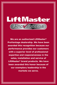 Liftmaster Pro Vantage Certificate